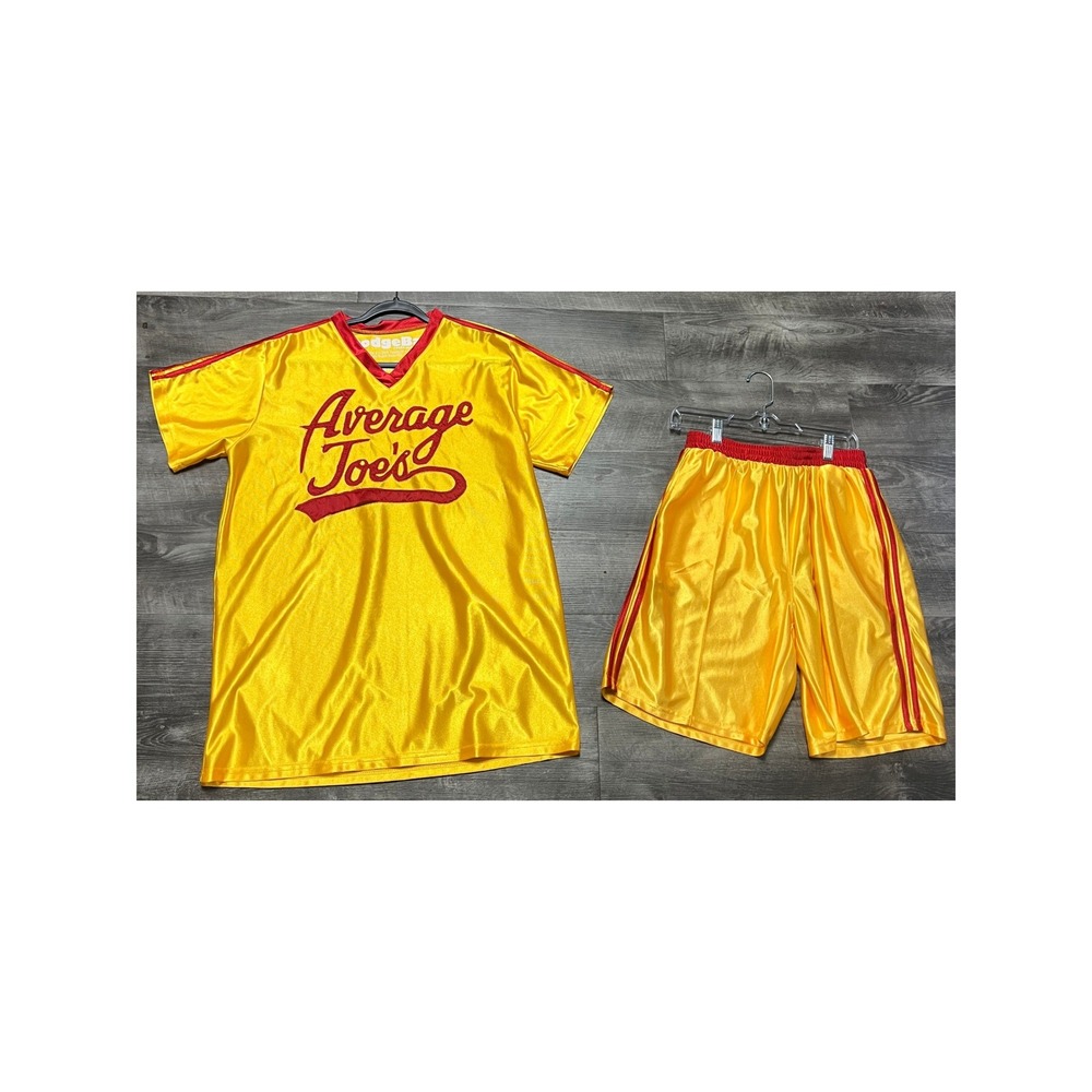 Average Joes Dodgeball Movie Costume Mens XL Jersey and Shorts Set Yellow Red